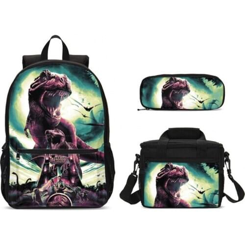 2020 3Pcs 3D Print Dinosaurs Printing Kids School Bags Primary Schoolbags Boys Large Capacity Bookbags Children Satchel
