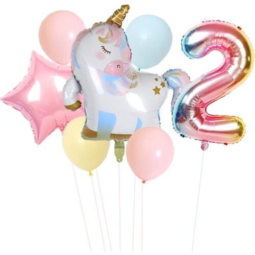 Sleeping Unicorn Party Balloons Unicorn Birthday Decoration Number Balloon Kids Birthday Party Baby Shower Decor Globos