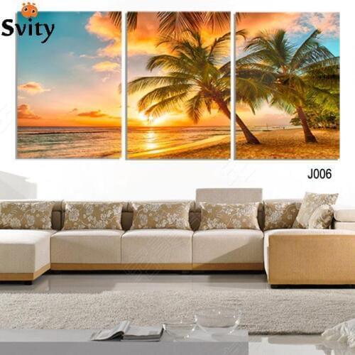 High Quality Hot Sell The Family Decorates palm tree Print in The Oil Painting On The Canvas,Wall Art Picture Gift unframed