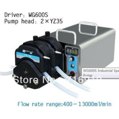 WG600S 2xYZ35 Pump head PPS Speed Variable Industrial Electric Peristaltic Doing Pump Water Fluid Liquid Pumps 400~13000 ml/min