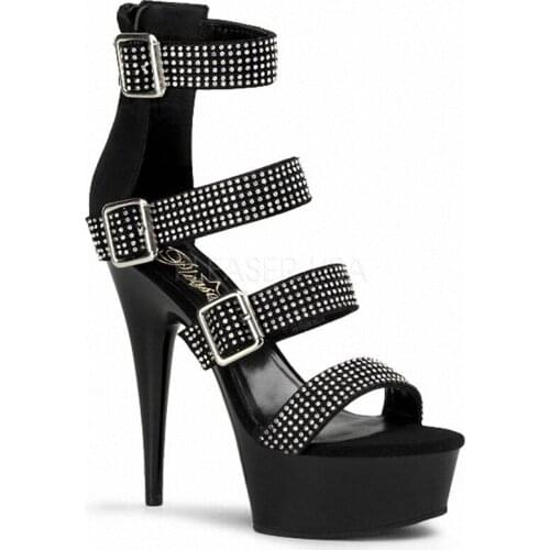 Plus Size 42 Women Classic 15CM Thin High Heels Fetish Sandals Sequined Cloth Buckle Open Toed waterproof Bling shoes woman