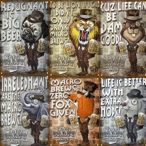 Animal Dog Fish Lion Enjoy Craft Metal Tin Sign Man Cave Wall Signs Decor Bar Pub Club Home Garager Crafts Painting Plaques