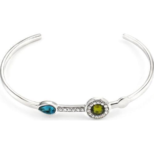 Factory wholesale 1pcs Nice Shipping Silver Color crystal Decorative Opening Bracelet Bangles For Womens Mens Lovers Hot Sell