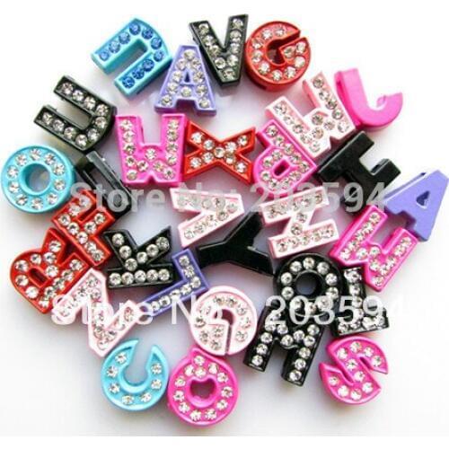104pcs 8mm A-Z Rhinestone Slide letters Charm DIY Accessories fit pet collar