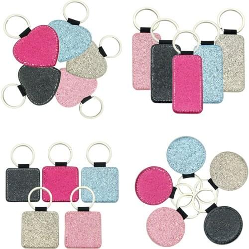 12pcs Multi-Color Multi-Function Key Ring Gold Light Leather To Send Girlfriends Friends DIY Print Sublimation Anniversary Gift
