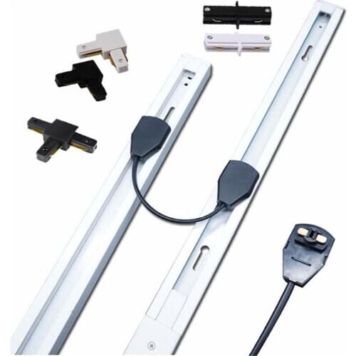 2pcs/pack Power extension cable for 2 wire track, Line I L T connector for track. black white rail fitting for track lighting