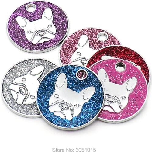 20pcs Personalized Dog Tags For Dog Engraved Puppy Cat ID Name Collar DIY Dog plate Accessori Tag face heard Shape Pets Pendant