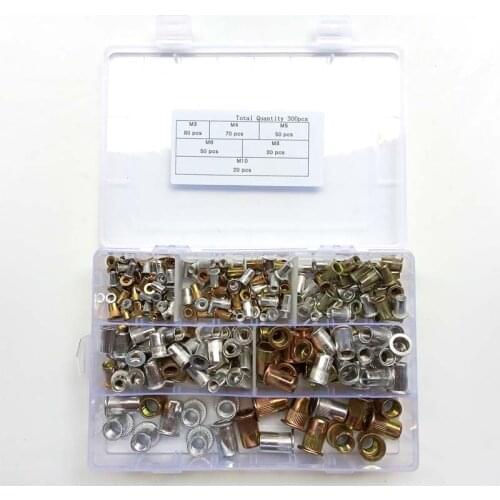 300Pcs/set M3 M4 M5 M6 M8 M10 Rivet Nuts Zinc Plated Rivnuts mix Aluminum Rivnut Insert Rivet Multi Size Kit