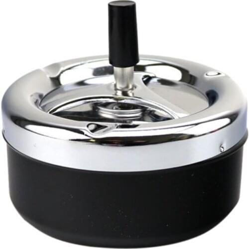 Automatic Cleaning Rotating Ashtray, Stainless Steel Finger Pressure Rotating Ashtray