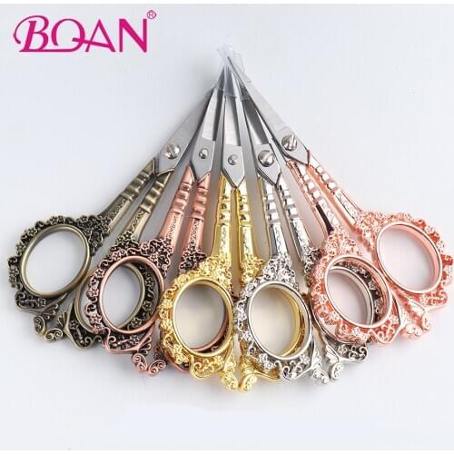 BQAN 1pc European Vintage Metal Floral Pattern Scissor Nail Art Foil Cutter Seamstress Blossom Antique Sewing Fabric Tool