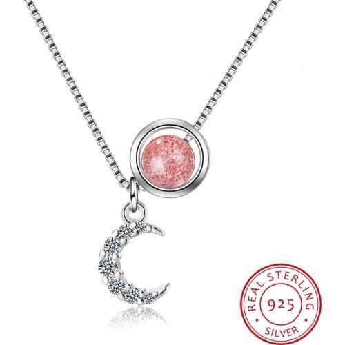 Crescent Moon Pendant Necklace For Women Paved Cz Crystal Moon Pendant 925 Sterling Silver Necklace Islam Jewelry Israeli