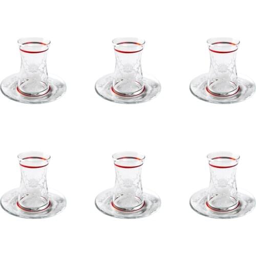 Paşabahçe Heybeli 12 Piece Red Nature Tea Set