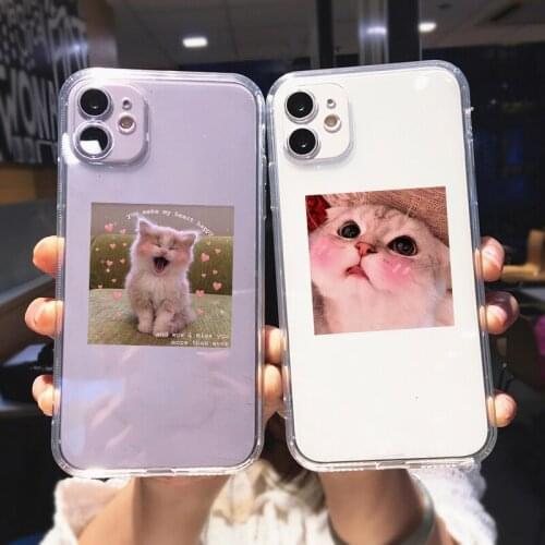 Kawaii Cute Cat Case for Iphone 12 Pro Max Cases Soft Transparent Fundas Iphone 11 12 XR 7 8 SE 2020 X Xs 6 6s Plus 12Mini Cover