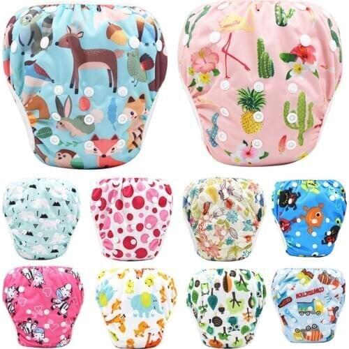 Asenappy Baby Reusable 1PC Swim Diapers Cartoon Swimwear Children adjustable summer swimming Nappy pants Diaper