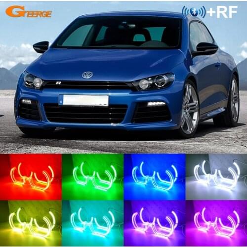 For Volkswagen VW Scirocco III 2008-2013 xenon headlight RF remote Bluetooth APP Multi-Color DTM M4 Style RGB LED Angel Eyes kit