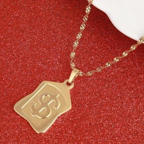 Hip Hop Gold Color Dollar Sign $ Coin Pendants & Necklaces Chain Statement Necklace For Woman Men