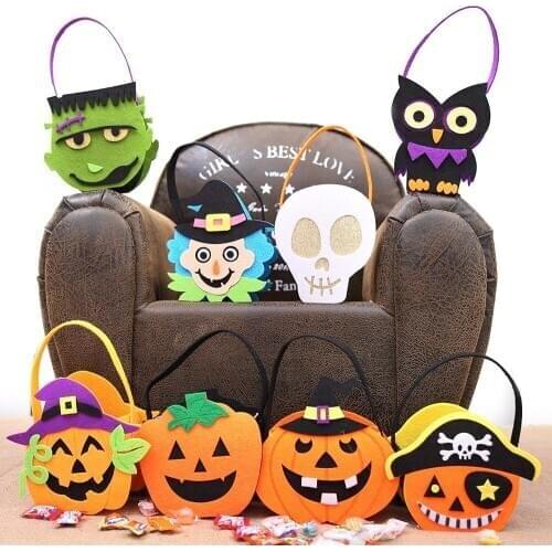 Colorful Halloween Candy Bag Gift Bags Pumpkin Trick or Treat Bags Sacks Halloweens Gift for Kids Event Party Supplies Decor -TH