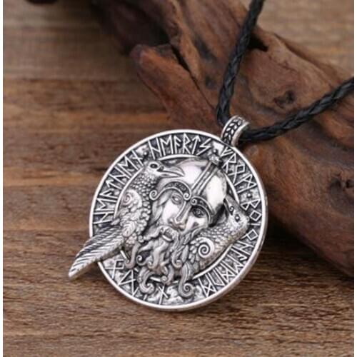 Creative Viking Viking Odins Raven Vintage Pendant Necklace Raven Rune Talisman Amulet Mens Jewelry