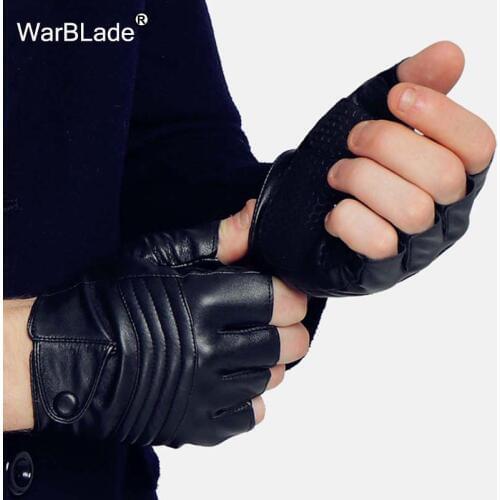 WarBLade Fashion Driving Gym Gloves PU Leather Fingerless Gloves Men Women Half Finger Tactical Gloves Black Guantes Luva Gloves