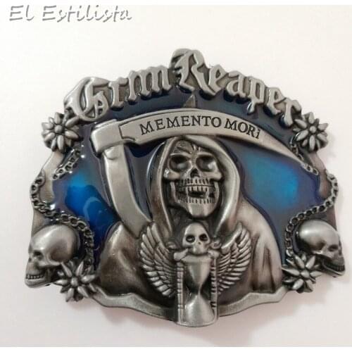 Grim Reaper Memento Mori Belt Buckle Men Jeans Accessories Cool Metal Skull 3 Colors Pin Belt Buckles Suit 4cm Belts Accesorios