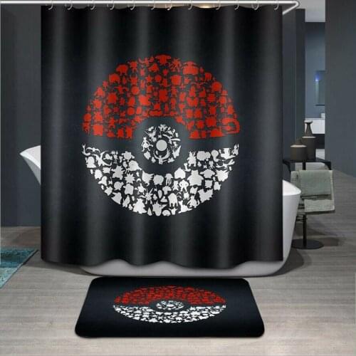 Bathroom set with shower curtain and rugs shower curtain set Ball Waterproof Fabric 12 Hooks Bath Mat