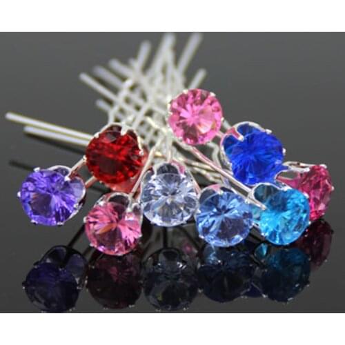 Furling Pack of 10 PCS Mixed Colors Crystal Hair Spiral Bride Hair Pins Bridal Party Zircon Wedding Hair Jewelry