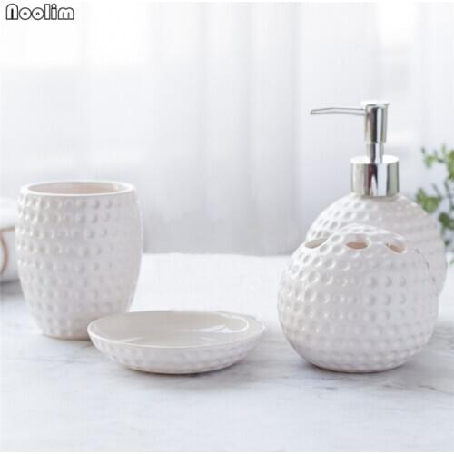 NOOLIM Smile Series Four-piece Ceramic Bathroom Set Toiletries Toothbrush Holder Bathroom Accessories Bathroom Amenities