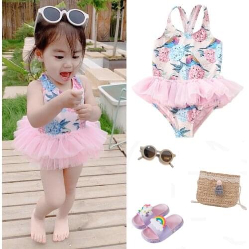 1-10Y Big Little Girls Ruffles Skirt Swimsuit Fluffy Cute Little Priness Korea Style Swimwear kostium kapielowy купальник детски