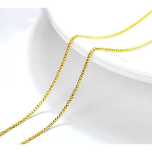 MxGxFam ( 45 cm x 1 mm ) Small 18 inches Chain Necklaces for Men Women 24 k Pure Gold Color Fashion Jewelry For Match Pendants