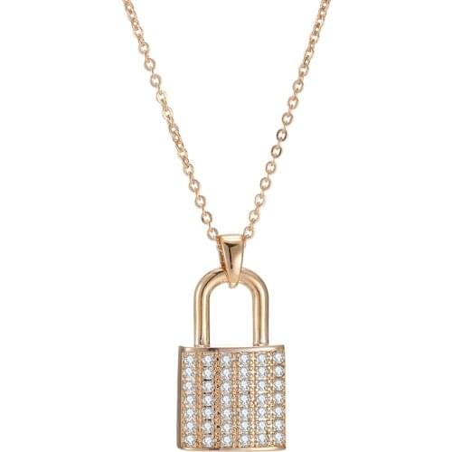 CZ Zircon Lock Necklaces for Women Lover Gold Color Luxury Padlock Pendant Necklace Fashion Gothic Jewelry Wedding Gifts 2021