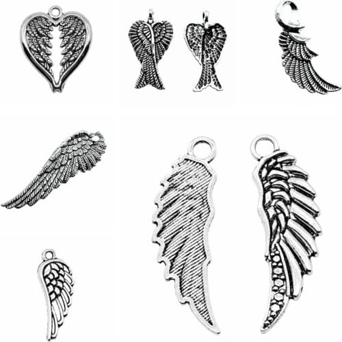 Wecharms bulk charms for jewelry making kit pendant diy jewelry accessories Double Angel Wings Charms