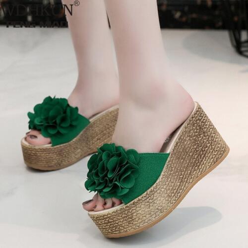 Ladies Slippers Summer Beach Shoes Women High Heels Platform Wedge Slippers Women Shoes Sandals 2021 Zapatillas Mujer Casual