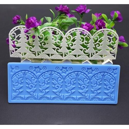 Christmas Tree Shaped Silicone Lace Mold Cake Decoration Fondant Cookies Tools 3D Mould Gumpaste Candy H484