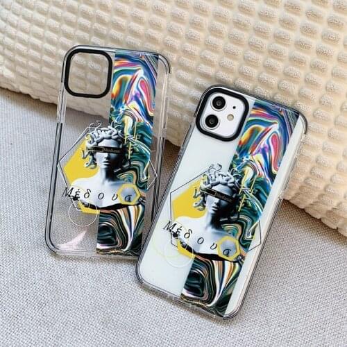 INS Retro Stone Medusa Silicone Bumper Case For iphone 12 Mini 11 Pro Max XS XR 7 8 Plus X Shockproof Cases iphone12 Clear Cover