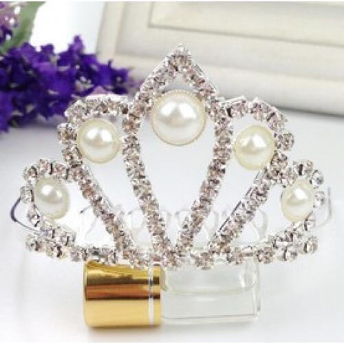 Pet supply small gifts Dog crown diamond tiara hair pearl crown Dog headwear pet accessories 6pc