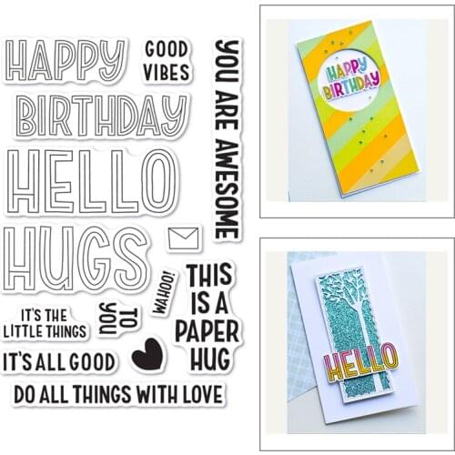 Wahoo Words Heart Envelope Pattern 2021 New Valentine Craft Stamps for Paper Crafts Card Making Birthday Cards Decoration