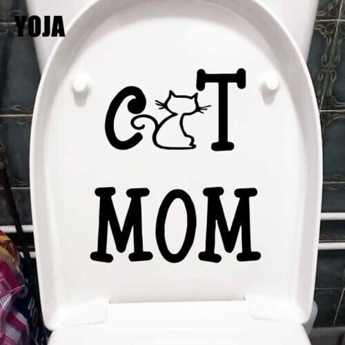 YOJA 21X23.8CM Cat Mom Love Cats Kitty Toilet Sticker Wall Decal Funny Home Decoration T5-0204