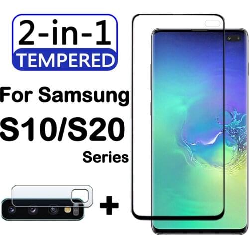 On for Samsung Galaxy S10 plus s 10 e 10e glass s20 s20plus 20 ultra 20ultra screen protector temper film glas 2in1 camera lens