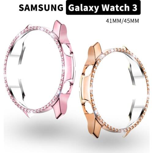 Protective Case for Samsung Galaxy Watch 3 45mm 41mm Diamond PC Bumper Cover for Watch3 Watch Accessories