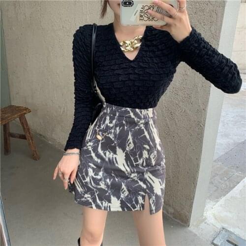 2020 Autumn Womens Shirts autumn Winter Vintage O-Neck Tops T Shirt Ladies Long Sleeve Solid Color Casual Top Shirt Sexy