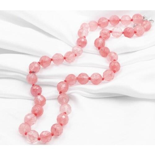 Bohemia Choker Necklace for Women Pink Watermelon Stone Crystal Tourmaline Faceted Beads Short Chain Necklaces Jewelry 18" A796