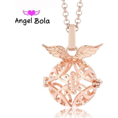 10PCS/Wholesale 20.5mm Angel Bola Harmony Caller Angel Wing Metal Cage Maternity Pregnant Necklace DIY Jewelry L063