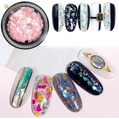 11 Designs Natural Abalone Slices Nail Rhinestone Mixed Size Nail Glitter Flakes For UV Gel Nail Art Tips Manicure Decorations