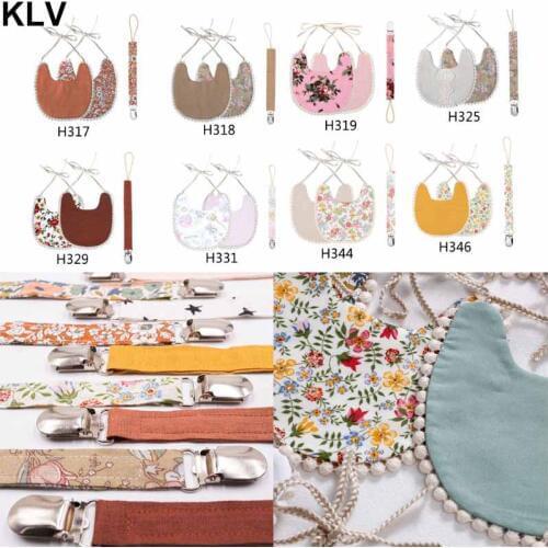 2Pcs/Set Baby Pacifier Clip Chain Baby Cotton Linen Bib Set Burp Cloths Saliva Towel Perfect Newborn Shower Gift