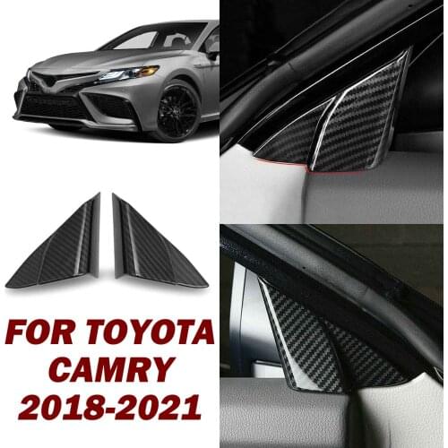 2Pcs Carbon Fiber Interior Door Triangle Pillar Cover Trim for Toyota Camry 2018-2021 Car Decoration Accessories