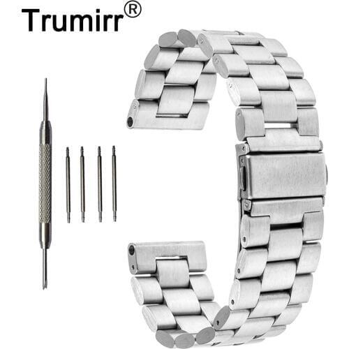 24mm Stainless Steel Watchband 3 Pointer for Sony Smartwatch 2 SW2 Replacement Watch Band Strap Bracelet Black Rose Gold Silver