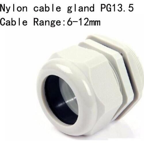 50PCS PG13.5 IP68 Waterproof Nylon Cable Gland for 6-12mm Cable