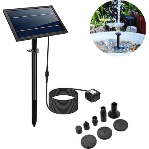8W Outdoor Decor Solar Fountain High Power Beautiful Battery With Lamp Inserted Water Pump Garden Landscape Decoration Pump 40a