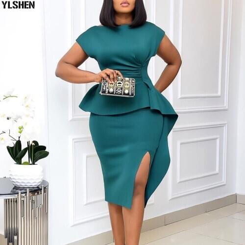 Africa Bodycon Dress African Dresses for Women Dashiki White Green Robe Femme African Clothes Bazin Ankara Split Party Growns