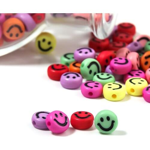 100pc/Lot Acrylic Smiley Face Beads Smiley Beads Loose Spacer Beads For Jewelry Making Diy Handmade Necklace Bracelet Supplies